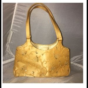 Yellow Silk Embroidered evening bag NWOT